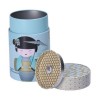 Boîte à thé Geisha bleue double couvercle