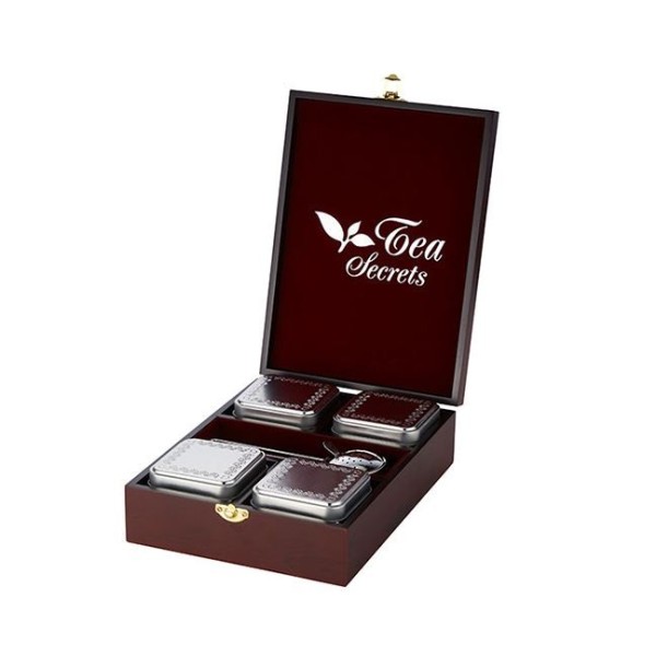 Coffret thé - noyer - 4 boîtes - Kyosei Tea