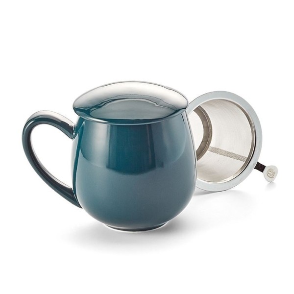 Tisanière en porcelaine bleue canard avec infuseur de 300 ml
