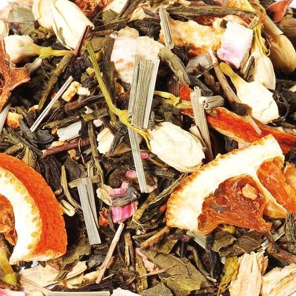 Thé vert bio saveur rhubarbe et grenade