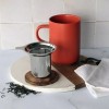 Tisanière Rouge en grès de 450 ml, couvercle bois d'acacia