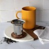 Tisanière Jaune en grès de 450 ml, couvercle bois d'acacia