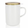 Tisanière Blanche en grès de 450 ml, couvercle bois d'acacia
