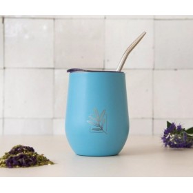 Calebasse à maté hermétique Bleue pastelle, bombilla inclus