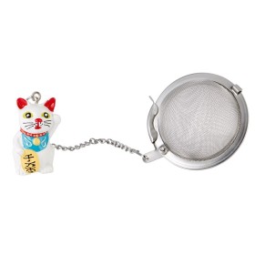 Boule à thé inox avec petit chat blanc Kyosei Tea