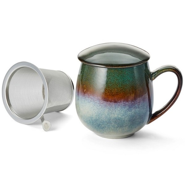 Tasse en grès vert foncé avec filtre et couvercle - Kyosei Tea