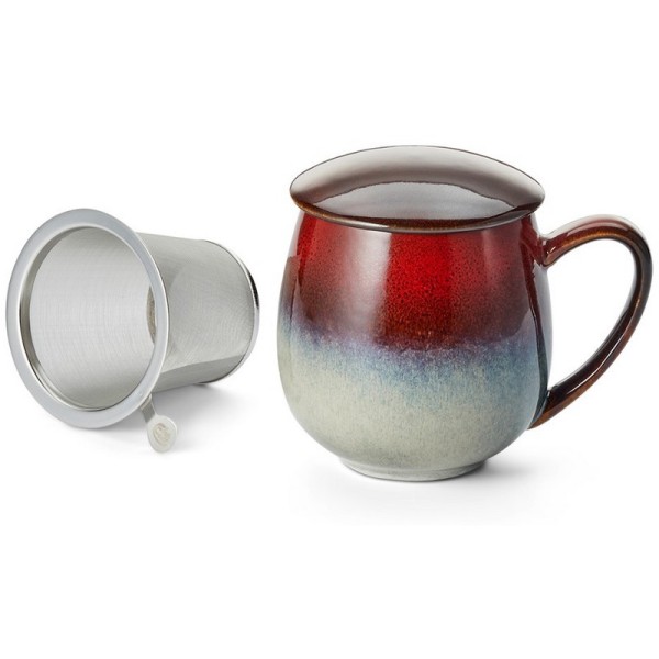 Tasse en grès rouge avec filtre et couvercle - Kyosei Tea