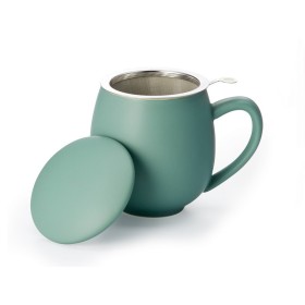 Tisanière Saara vert pétrole mat en porcelaine avec filtre inox et couvercle – 0.35 L – Kyosei Tea