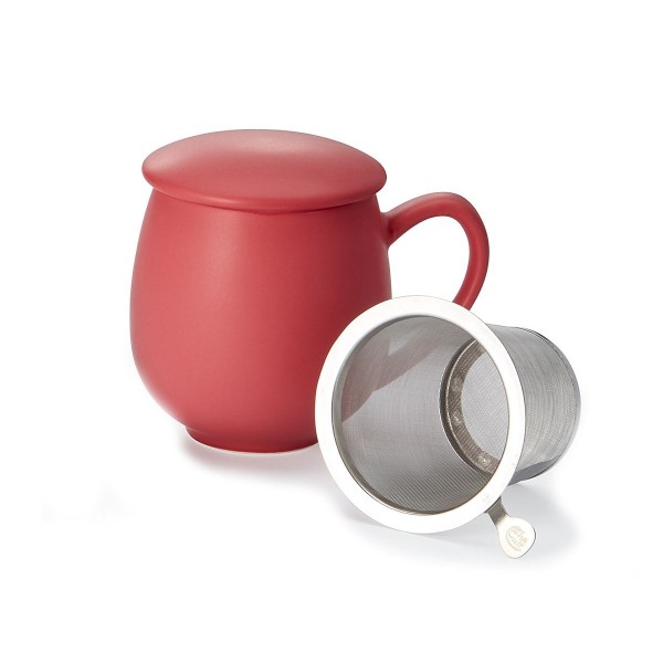 Tisanière framboise mat en porcelaine avec filtre inox et couvercle – 0.35 L – Kyosei Tea