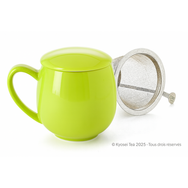 Tisanière en porcelaine pomme avec filtre inox et couvercle – 0.35 L – Kyosei Tea