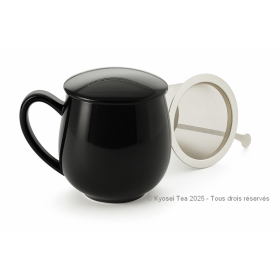 Tisanière en porcelaine noir avec filtre inox et couvercle – 0.35 L – Kyosei Tea
