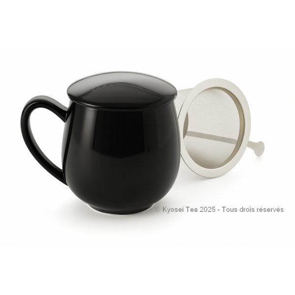 Tisanière en porcelaine noir avec filtre inox et couvercle – 0.35 L – Kyosei Tea