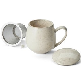 Tisanière crème Saara en grès émaillé réactif avec filtre inox et couvercle – 0,35 L – Kyosei Tea
