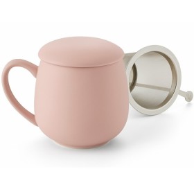 Tisanière rose mat en porcelaine avec filtre inox et couvercle – 0,35 L – Kyosei Tea