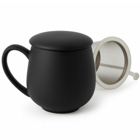 Tisanière noir mat en porcelaine avec filtre inox et couvercle – 0.35 L – Kyosei Tea