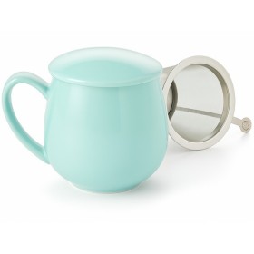 Tisanière en porcelaine turquoise avec filtre inox et couvercle – 0.35 L – Kyosei Tea