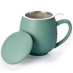 Tisanière vert pétrole mat en porcelaine avec filtre inox et couvercle – 0.35 L – Kyosei Tea