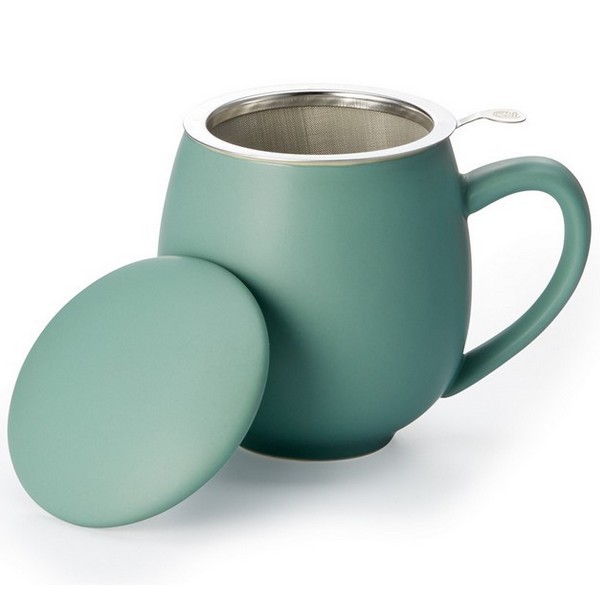 Tisanière vert pétrole mat en porcelaine avec filtre inox et couvercle – 0.35 L – Kyosei Tea
