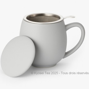 Tisanière gris taupe mat en porcelaine avec filtre inox et couvercle – 0.35 L – Kyosei Tea