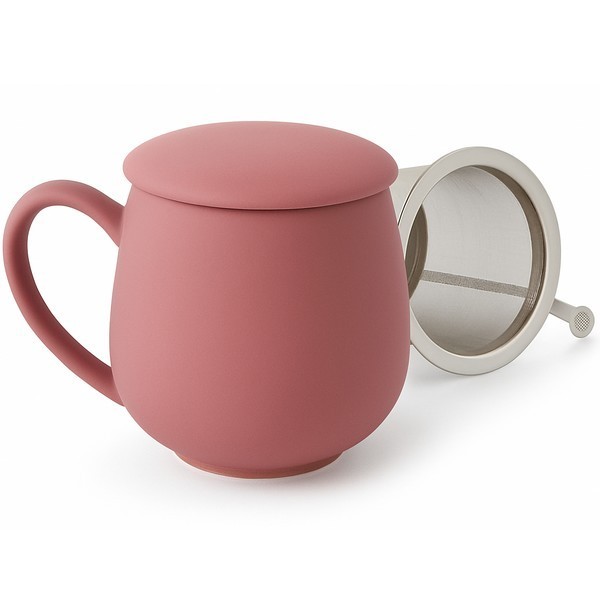 Tisanière framboise mat en porcelaine avec filtre inox et couvercle – 0.35 L – Kyosei Tea