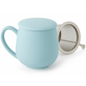 Tisanière bleue azur mat en porcelaine avec filtre inox et couvercle – 0.35 L – Kyosei Tea