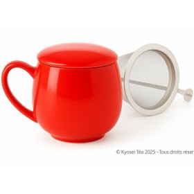 Tisanière en porcelaine cerise avec filtre inox et couvercle – 0.35 L – Kyosei Tea