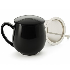 Tisanière en porcelaine noir avec filtre inox et couvercle – 0.35 L – Kyosei Tea