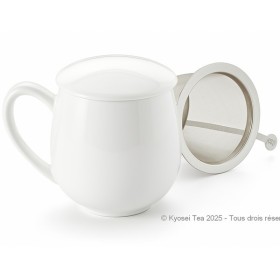 Tisanière en porcelaine blanche avec filtre inox et couvercle – 0.35 L – Kyosei Tea