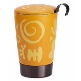 Tisanière en porcelaine jaune « Opéra » avec filtre inox et couvercle – 0,35 L – Kyosei Tea