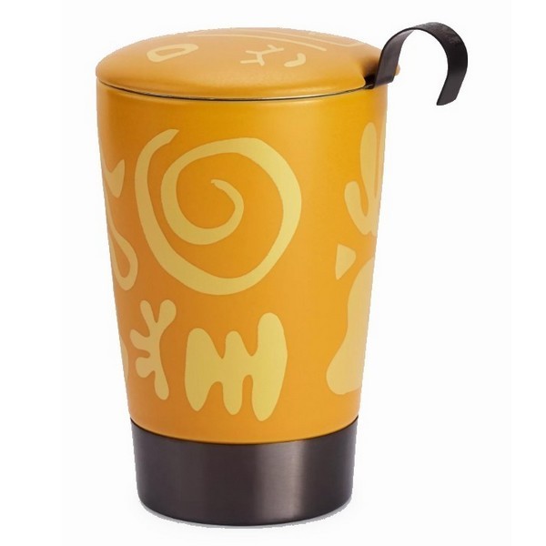 Tisanière en porcelaine jaune « Opéra » avec filtre inox et couvercle – 0,35 L – Kyosei Tea