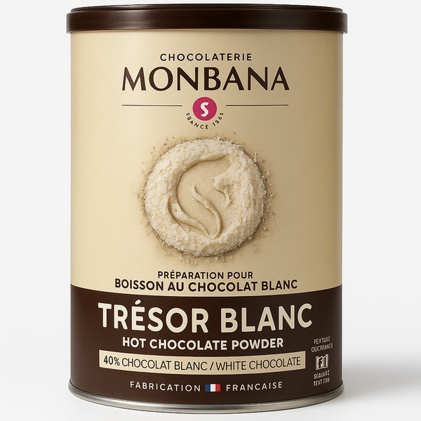 Boîte de 200 gr du Chocolat Trésor Blanc de chez Monbana - Kyosei Tea