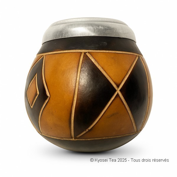 Calebasse artisanale motif losange - Kyosei Tea