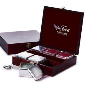 Présentation du coffret en noyer 6 boites métal - Kyosei Tea