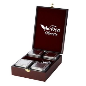 Présentation du coffret en noyer 4 boites métal - Kyosei Tea