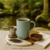 Tasse en grès bleu clair 450 ml – Kyoseitea – infusion de thé avec couvercle bois et filtre inox