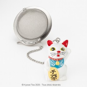 Boule à thé petit chat blanc diamètre 5 cm - Kyosei Tea
