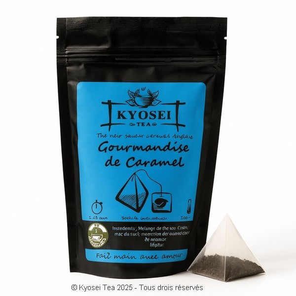 Sachet pyramide du thé noir Gourmandise de Caramel - Kyosei Tea