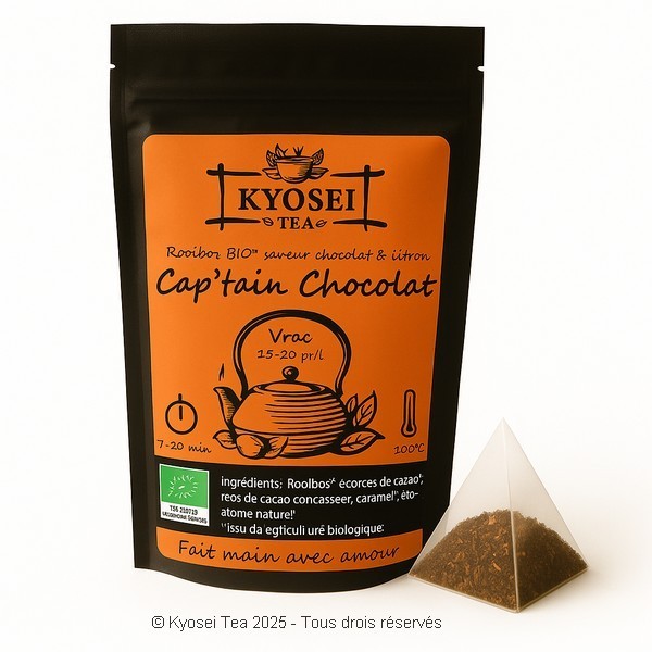 Sachet pyramide du rooibos Cap'tain chocolat bio - Kyosei Tea