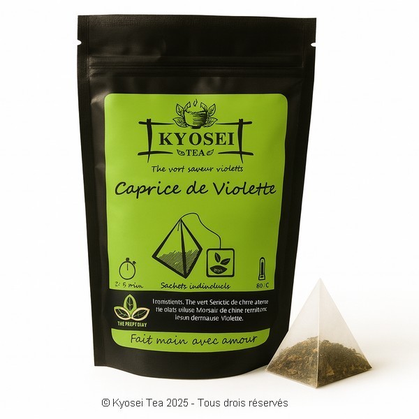Sachet pyramide de thé vert Caprice de Violette - Kyosei Tea