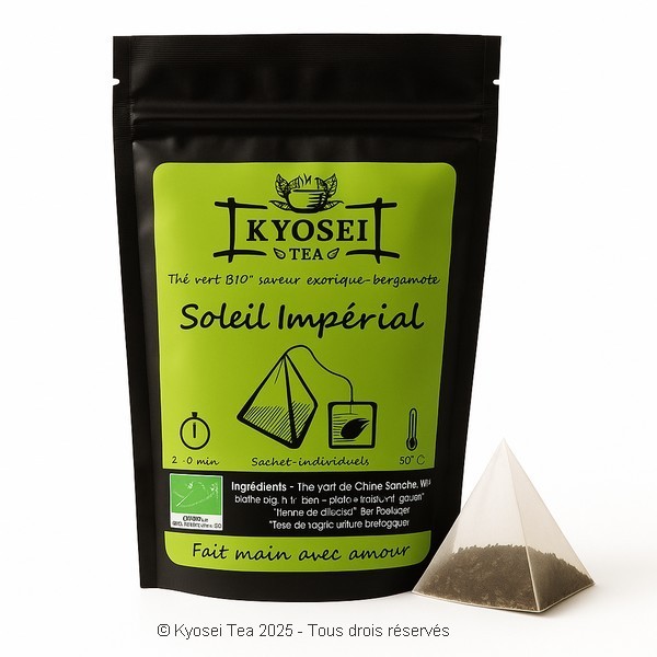 Sachet pyramide de thé vert Soleil Impérial bio - Kyosei Tea
