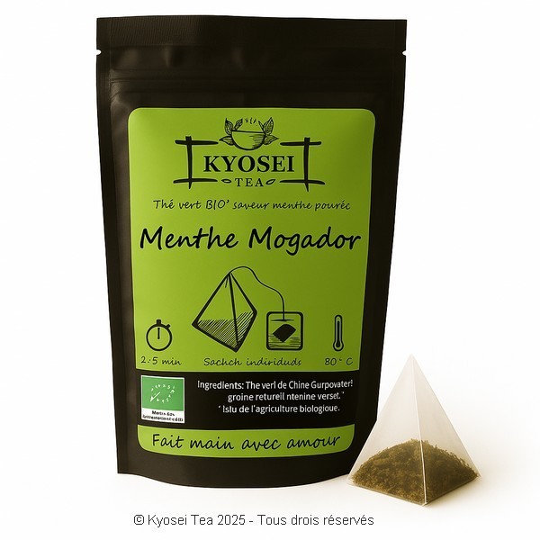 Sachet pyramide de thé vert Menthe Mogador bio - Kyosei Tea