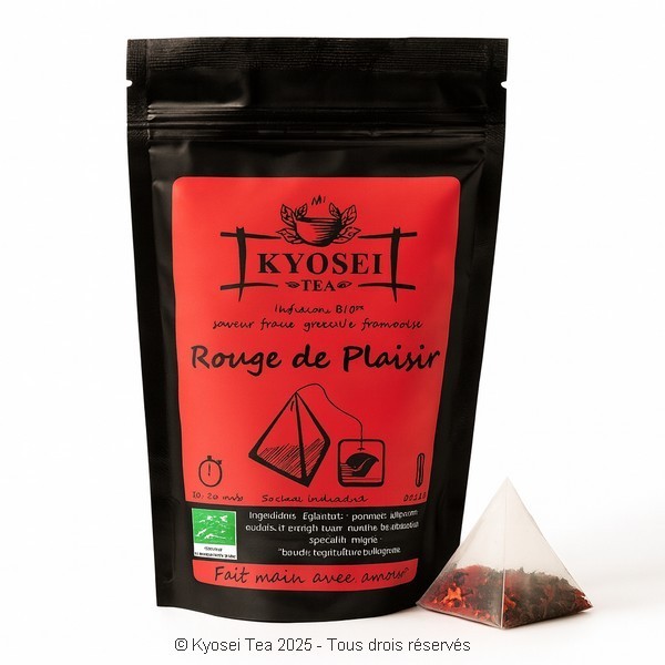 Sachet pyramide d'infusion de Rouge de Plaisir bio - Kyosei Tea