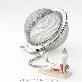 Boule à thé Chat Yoga Blanc - Kyosei Tea