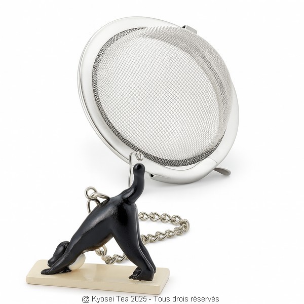 Boule à thé Chat Yoga Noir - Kyosei Tea