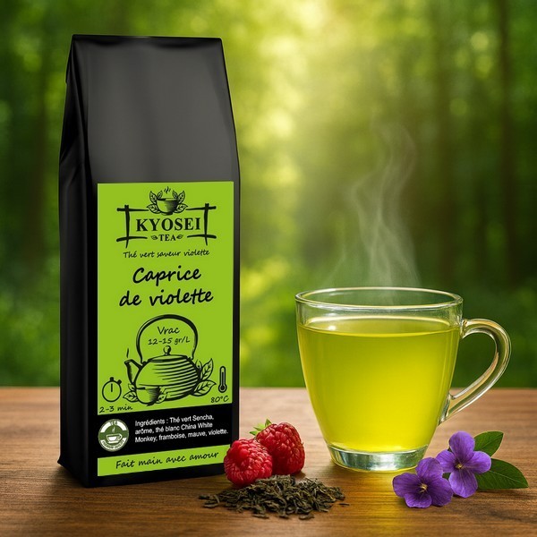 Présentation du thé vert Caprice de Violette - Kyosei Tea