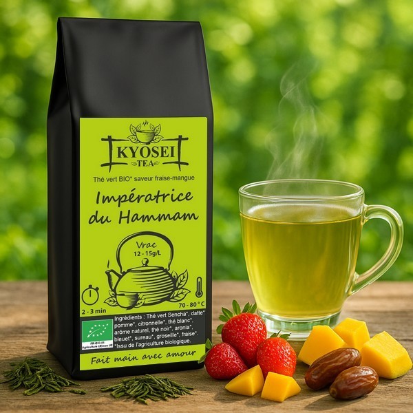 Présentation du thé vert L'impératrice du Hammam bio - Kyosei Tea