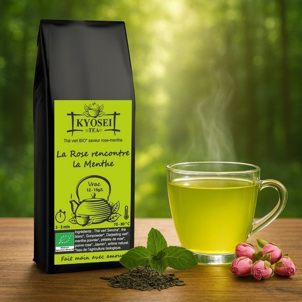 Présentation du thé vert La Rose rencontre la Menthe bio - Kyosei Tea