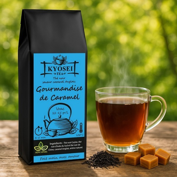 Présentation du thé noir Gourmandise de Caramel - Kyosei Tea