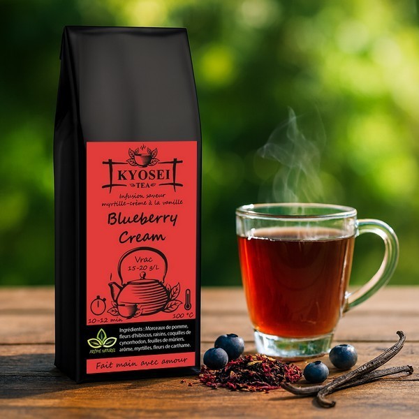 Présentation de l'infusion Blueberry Cream - Kyosei Tea