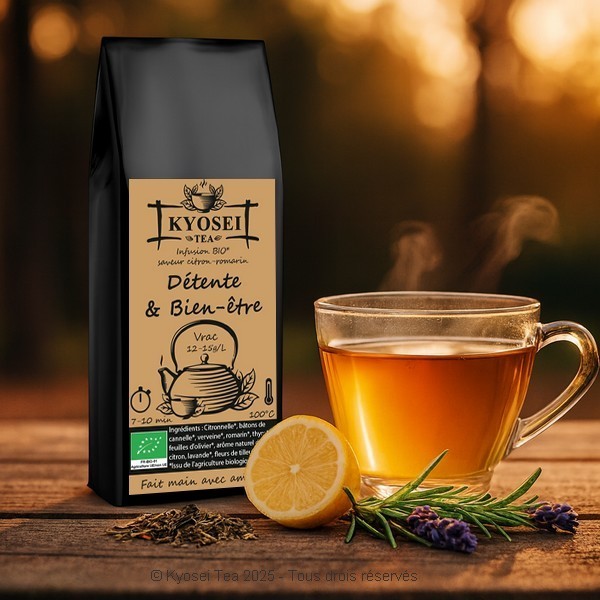 Présentation de l'infusion Détente et Bien-être bio - Kyosei Tea